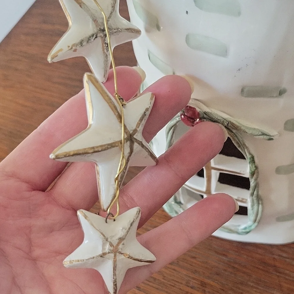 Ceramic Holiday House with Stars and Heart
